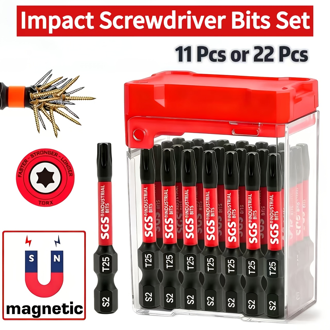 Magnetic Drill Press - 11/22-Piece T25 Torx Magnetic Screwdriver Bit